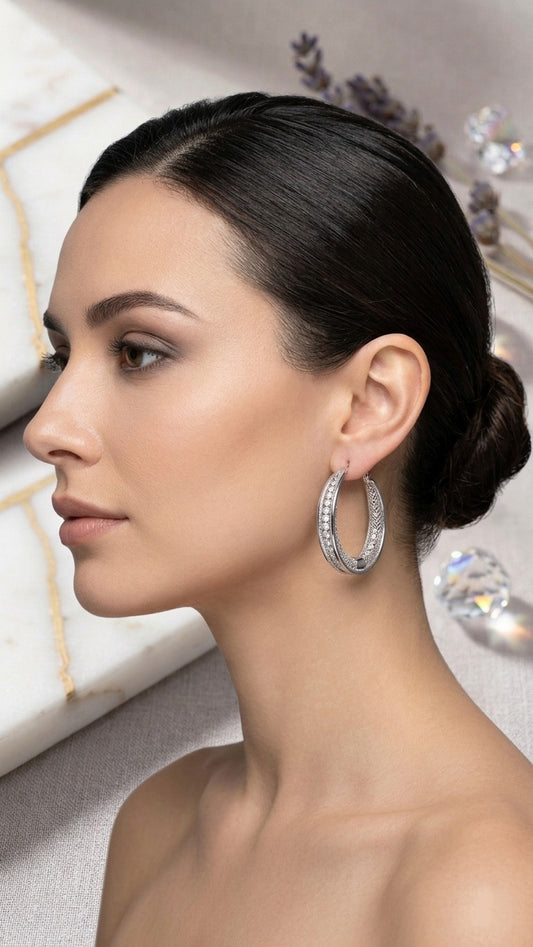 Radiant Lattice Hoop Earrings