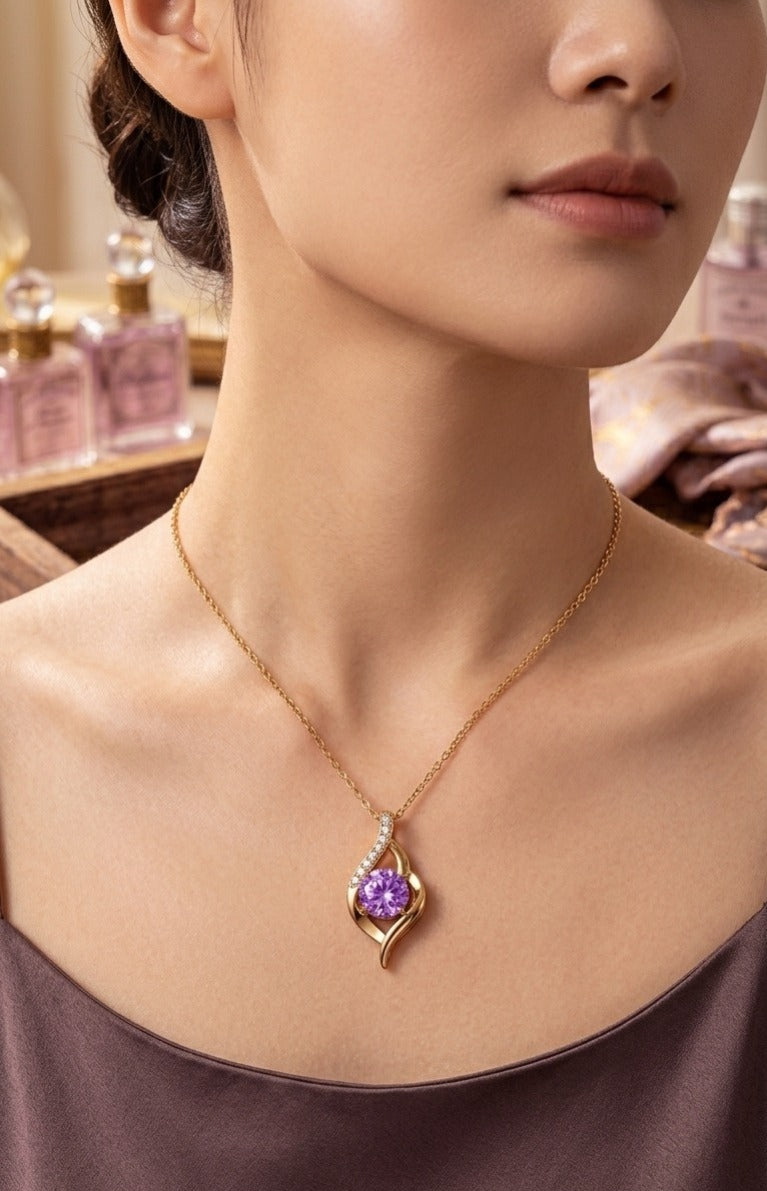 Vintage Gold & Lavender Pendant
