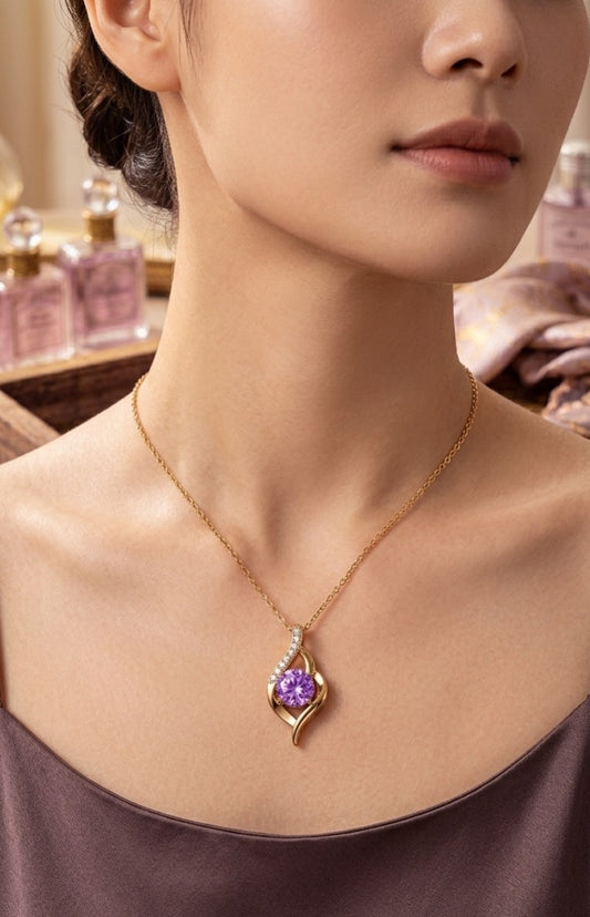 Vintage Gold & Lavender Pendant
