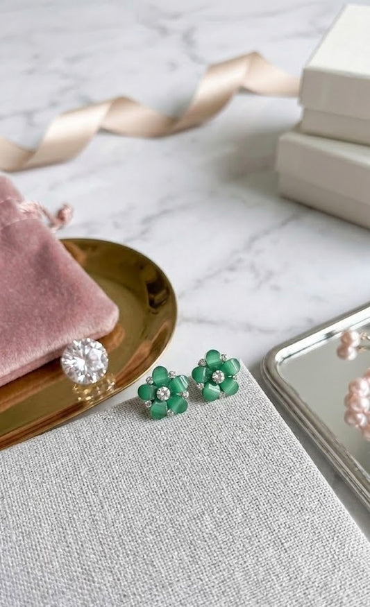 Petal Blossom Crystal Stud Earrings