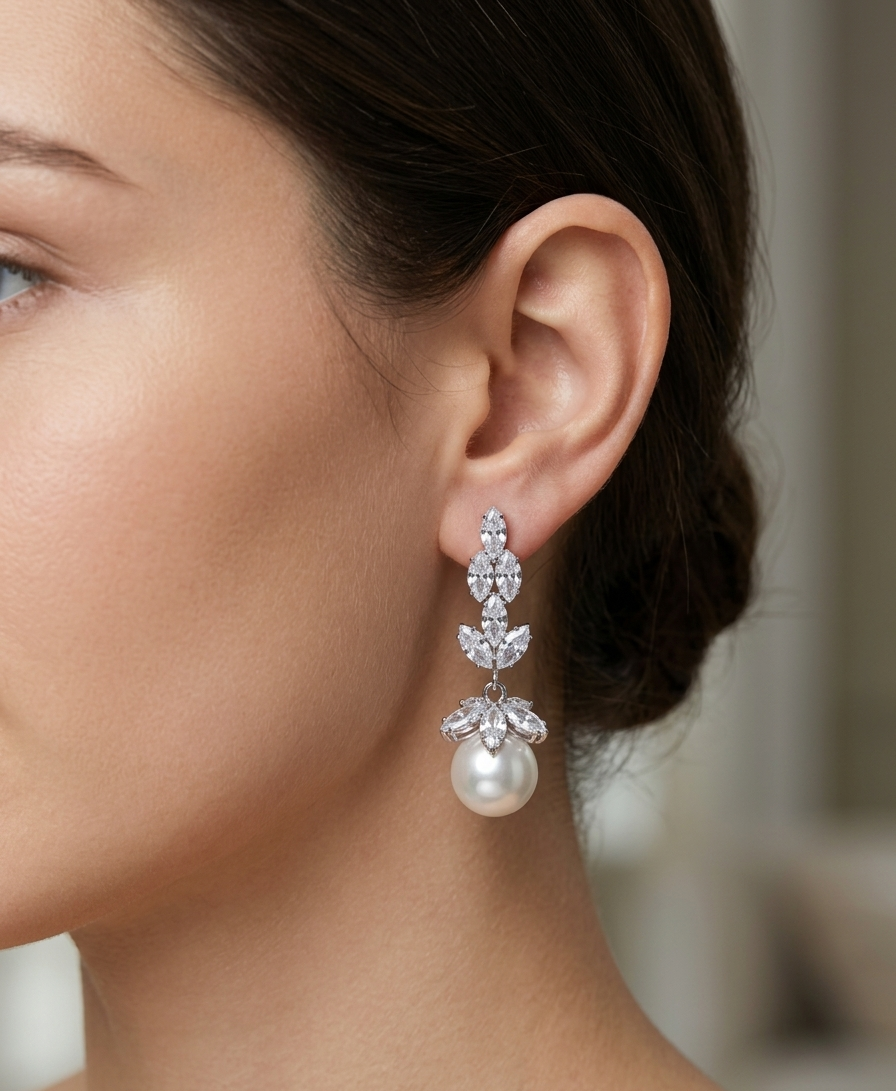 American Diamond golden/Silver Long Earrings