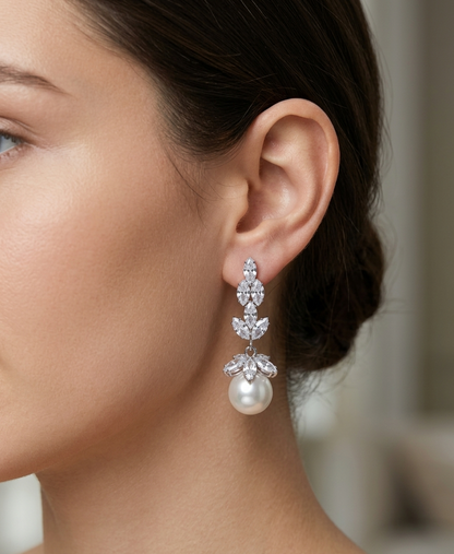 American Diamond golden/Silver Long Earrings