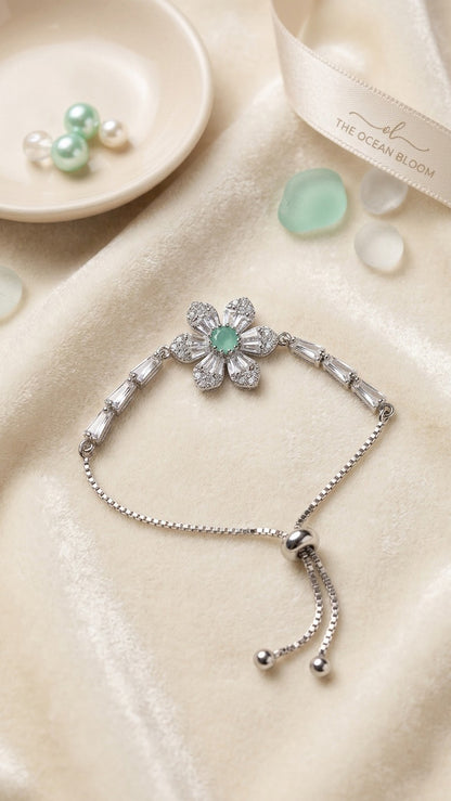 Ocean Bloom Floral Crystal Bracelet
