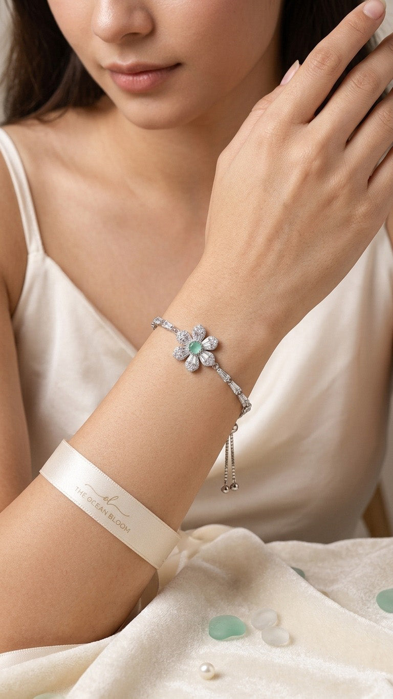 Ocean Bloom Floral Crystal Bracelet
