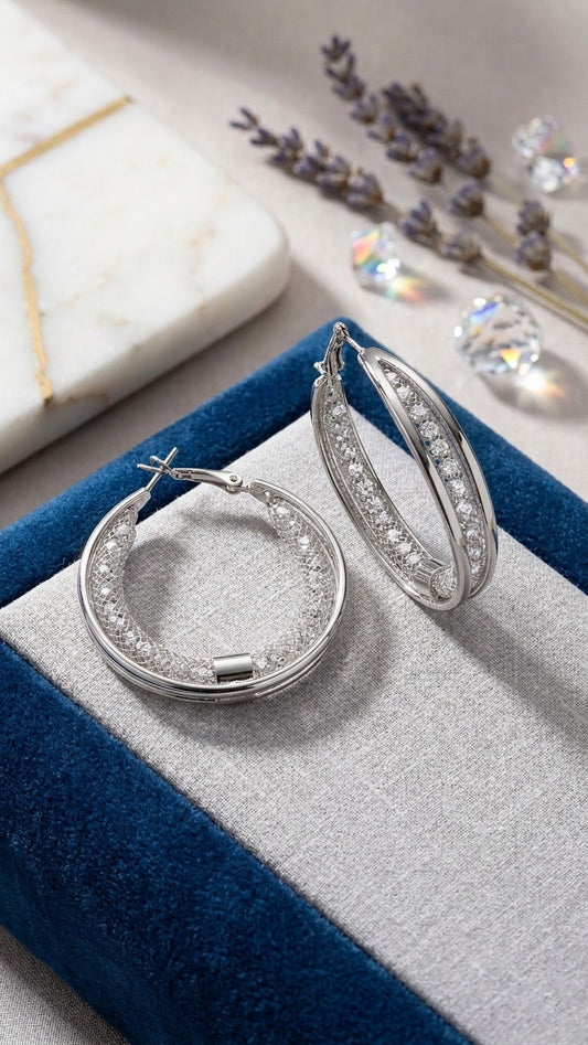Radiant Lattice Hoop Earrings