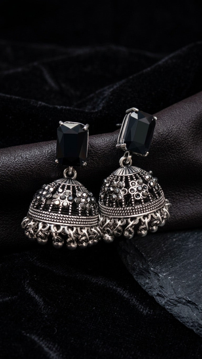 Midnight Filigree Jhumkas