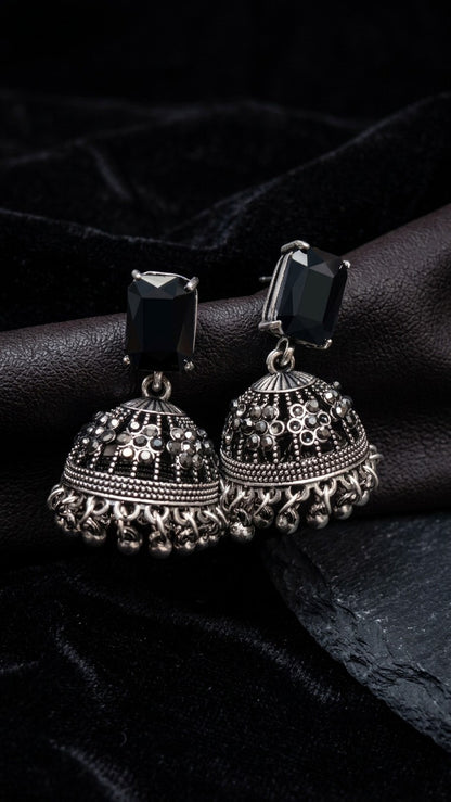 Midnight Filigree Jhumkas
