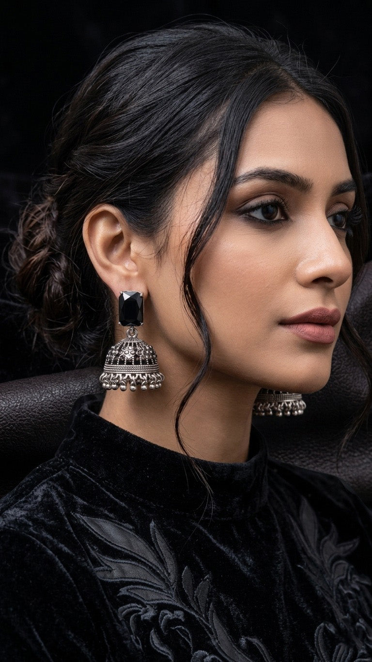 Midnight Filigree Jhumkas