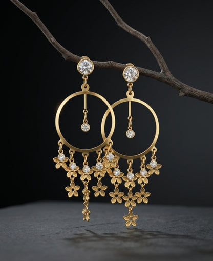 Golden Bloom Chandelier Hoops