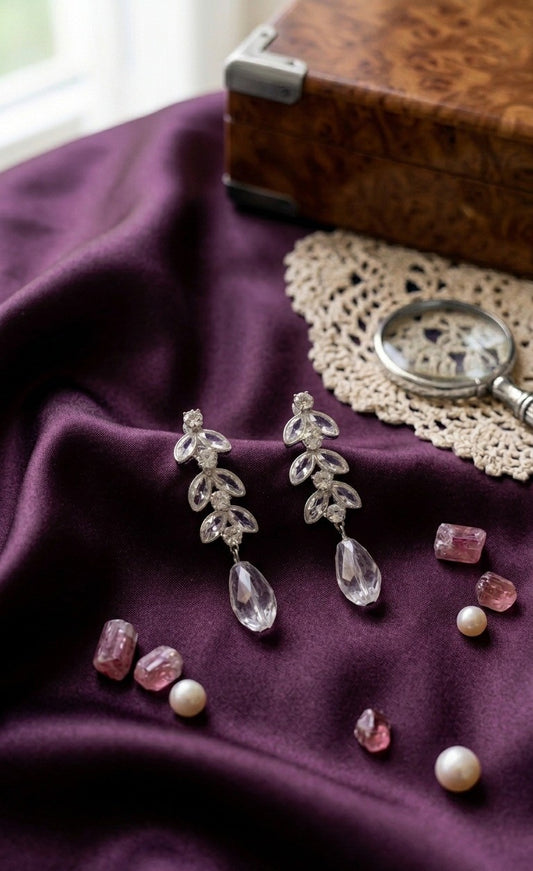Crystal Leaf Drop Earrings