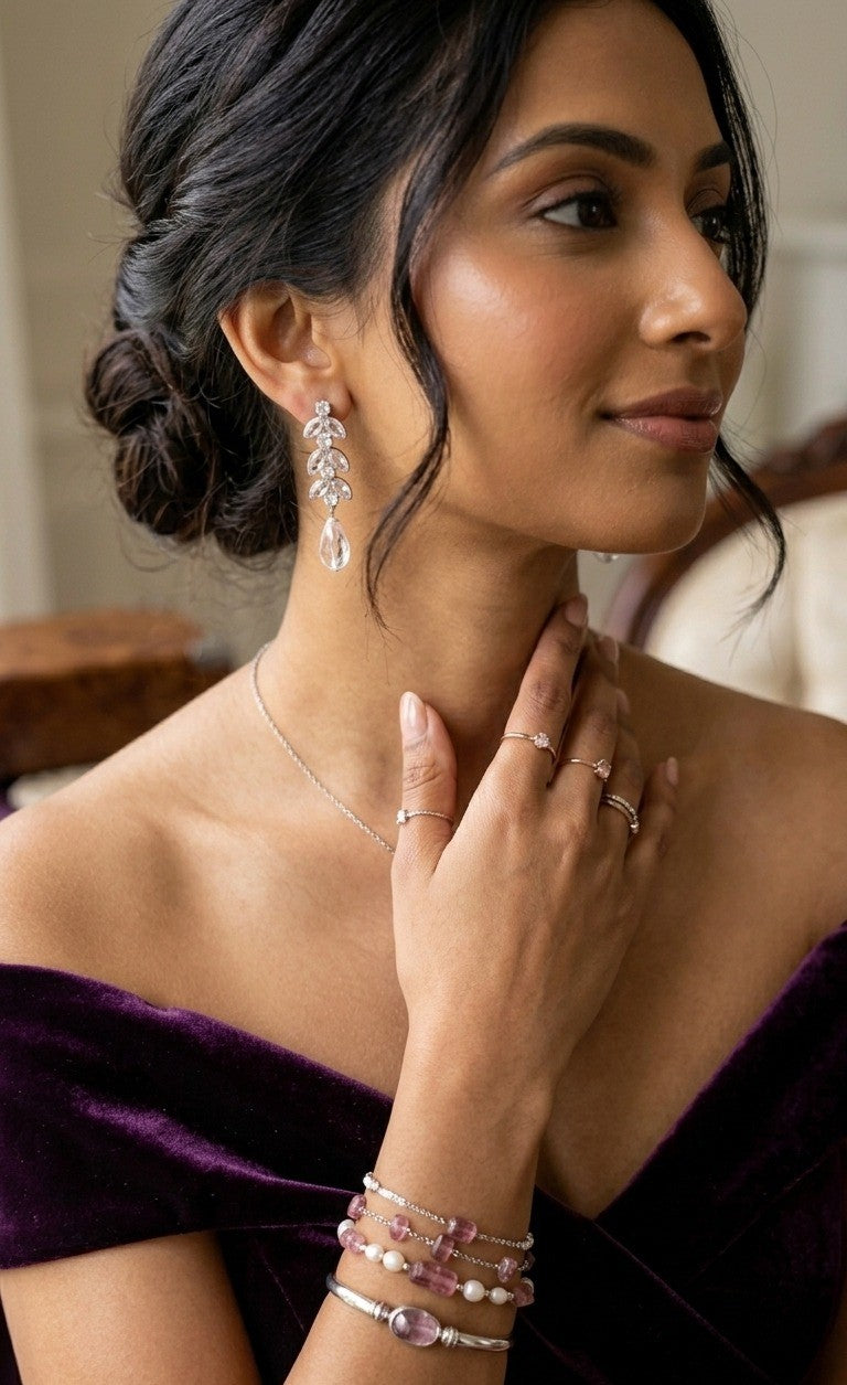 Crystal Leaf Drop Earrings
