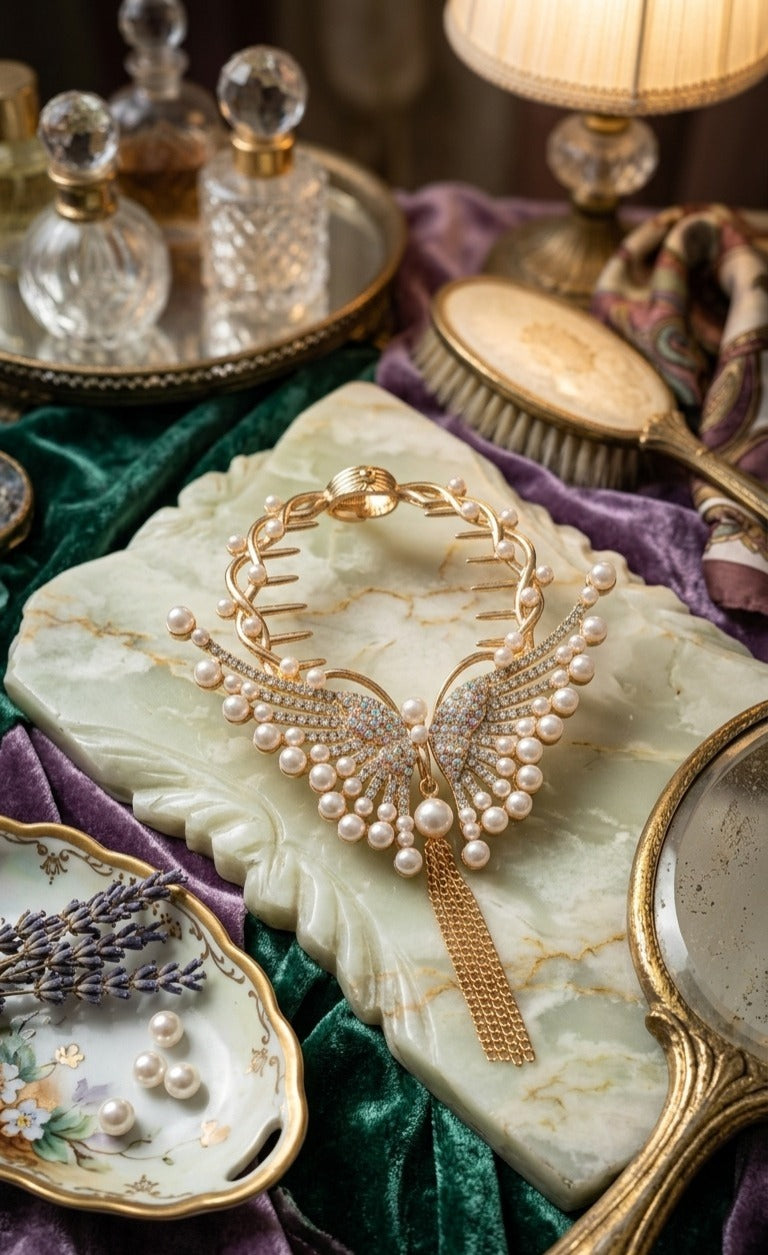 Ornate Tassel Butterfly Hair Clip