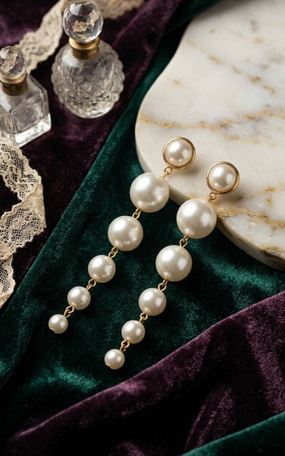 Graduated Pearl Drop Earrings