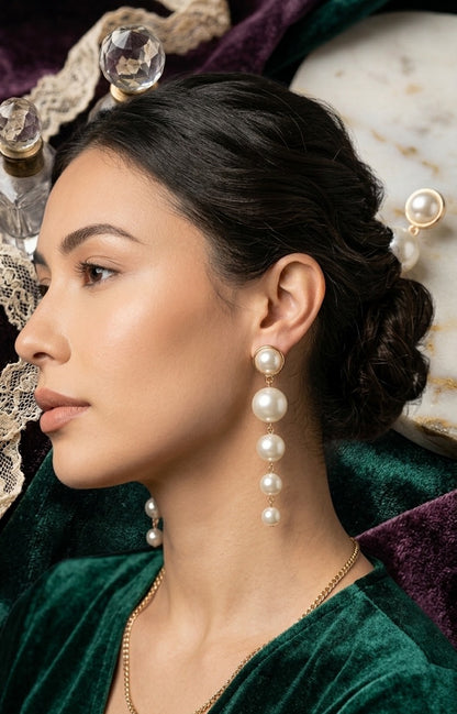 Graduated Pearl Drop Earrings