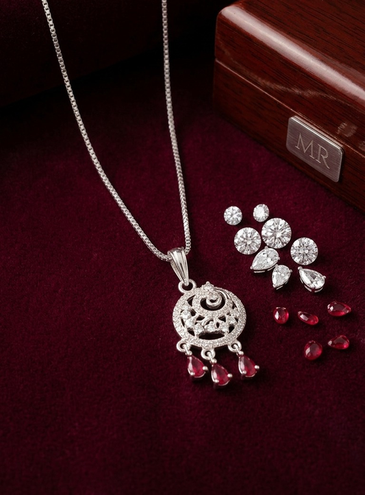 Vintage-Inspired Ruby Teardrop Long Pendant
