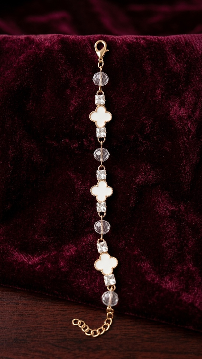 Clover & Crystal Station Bracelet