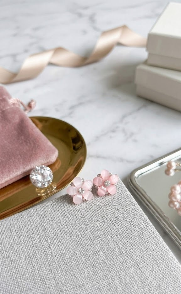 Petal Blossom Crystal Stud Earrings