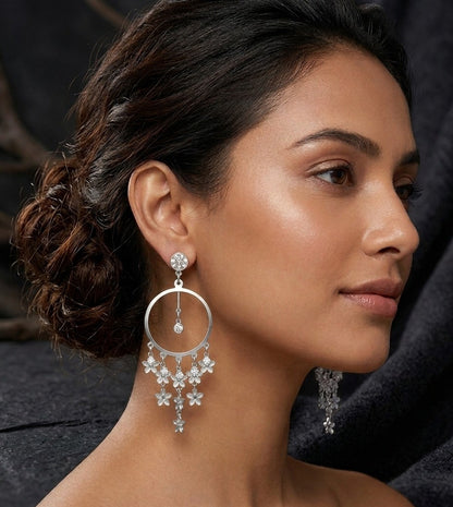 Golden Bloom Chandelier Hoops