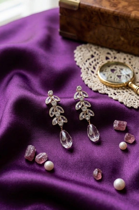 Crystal Leaf Drop Earrings