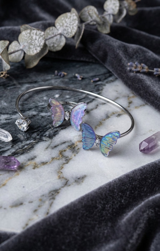 Whimsical Butterfly Open Cuff & Ring Set
